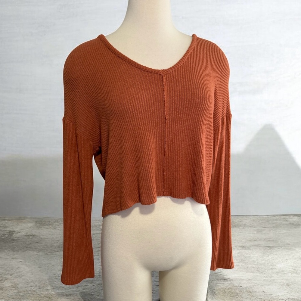 Originality Women’s Crop Top Ribbed Rust Burnt Orange~ Size S